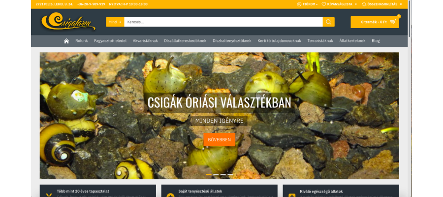 Opencart 2 webshop update for the Snail Farm company