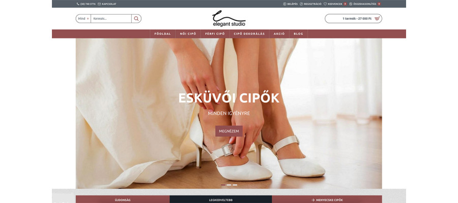 Upgrade and renovation of an OpenCart 2 webstore for Esküvőicipő.hu